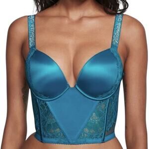 NWT Victoria’s Secret 34C rhinestone strap lace push up corset BC 3182